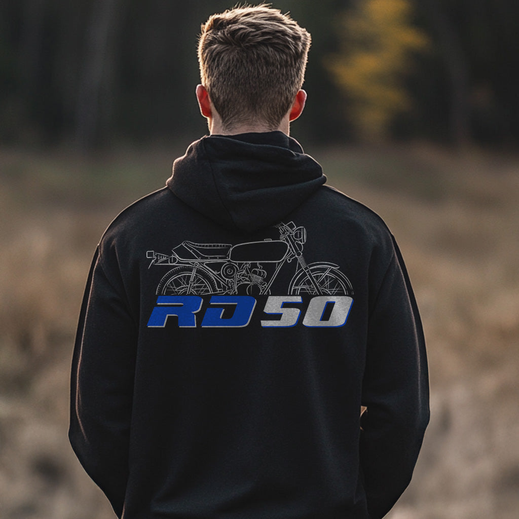 Yamaha RD50 Inspired Zip Hoodie - Zip Up Motorcycle Sweatshirt for Riders