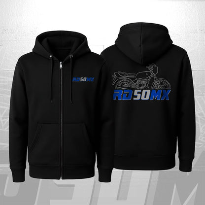 Yamaha RD50 Inspired Zip Hoodie - Zip Up Motorcycle Sweatshirt for Riders