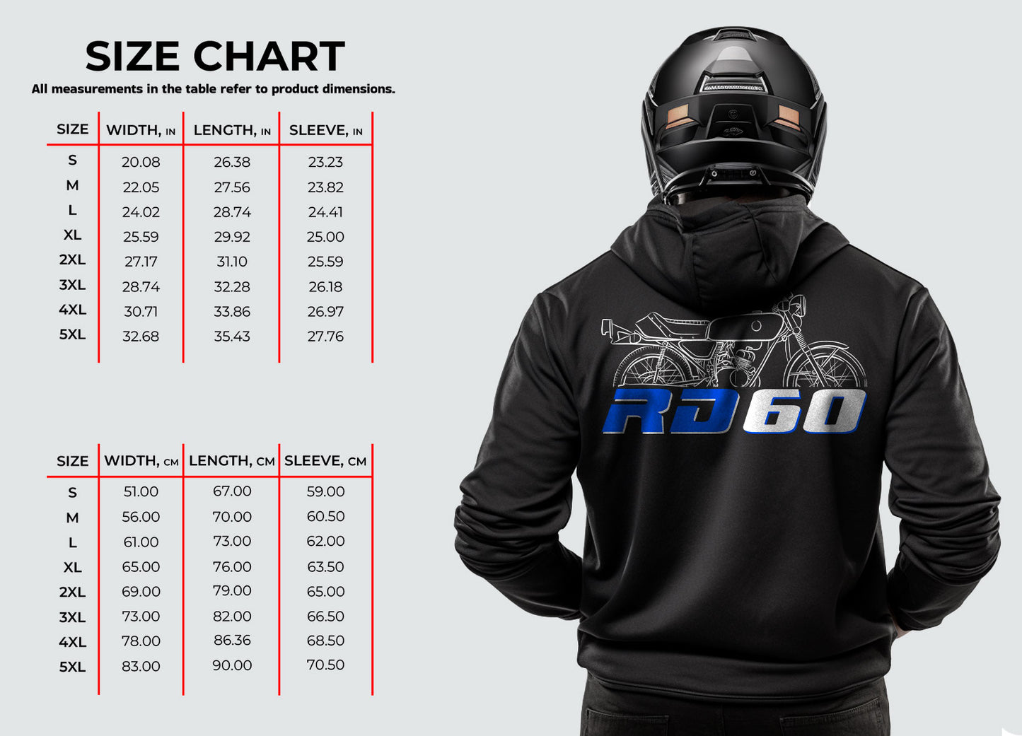 Yamaha RD60 1973 -1975 Inspired Hoodie - Motorcycle Sweatshirt for Riders