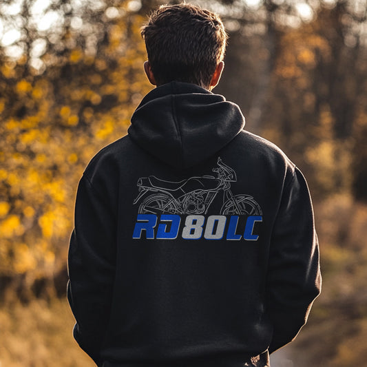 Yamaha RD80 Inspired Zip Hoodie - Zip Up Motorcycle Sweatshirt for Riders