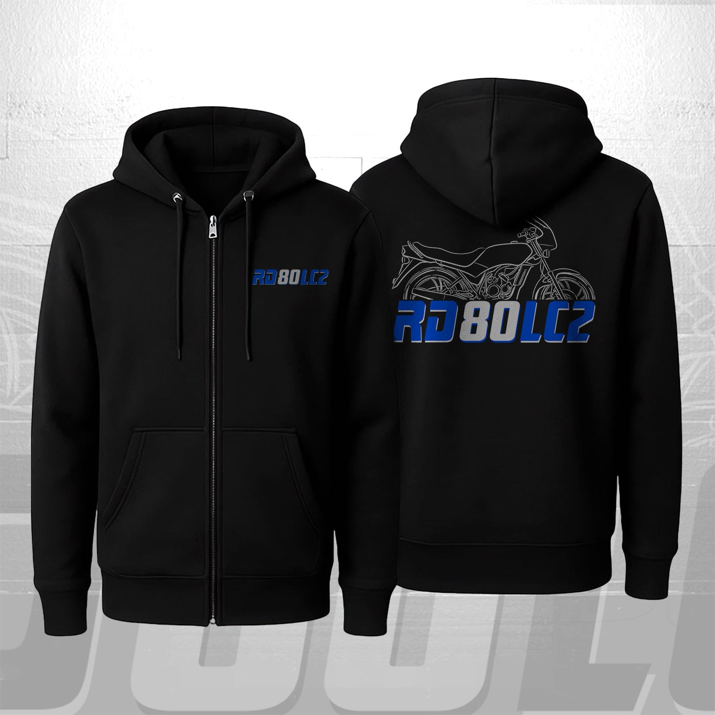 Yamaha RD80 Inspired Zip Hoodie - Zip Up Motorcycle Sweatshirt for Riders