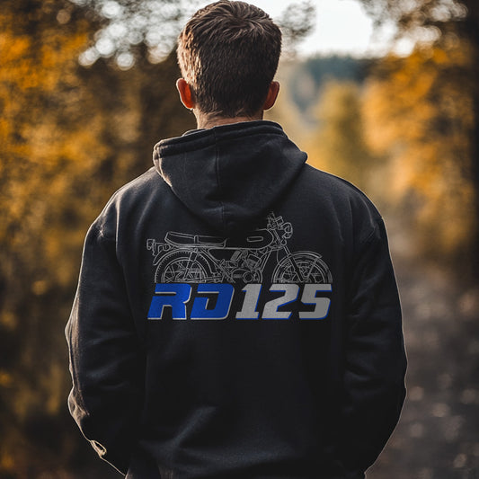 Yamaha RD125 Inspired Zip Hoodie - Zip Up Motorcycle Sweatshirt for Riders
