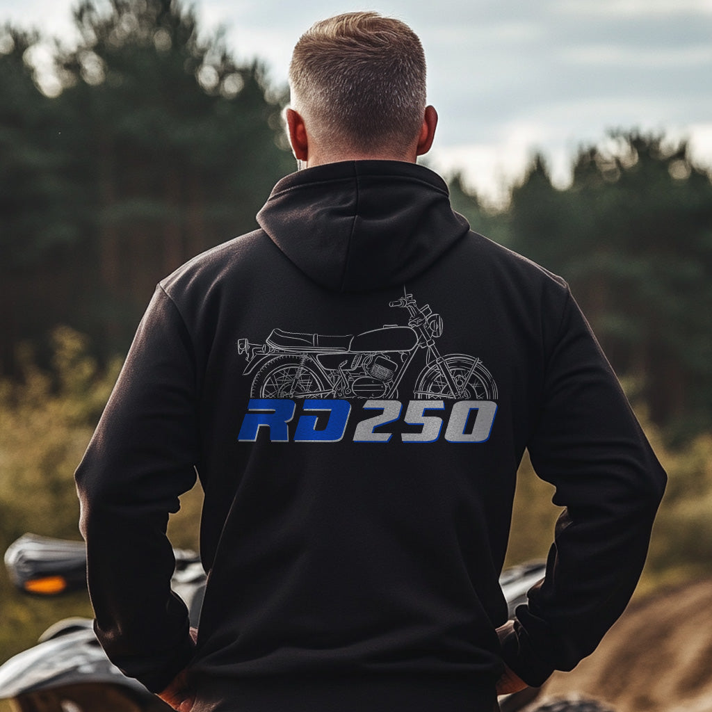 Yamaha RD250 Inspired Zip Hoodie - Zip Up Motorcycle Sweatshirt for Riders