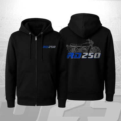 Yamaha RD250 Inspired Zip Hoodie - Zip Up Motorcycle Sweatshirt for Riders