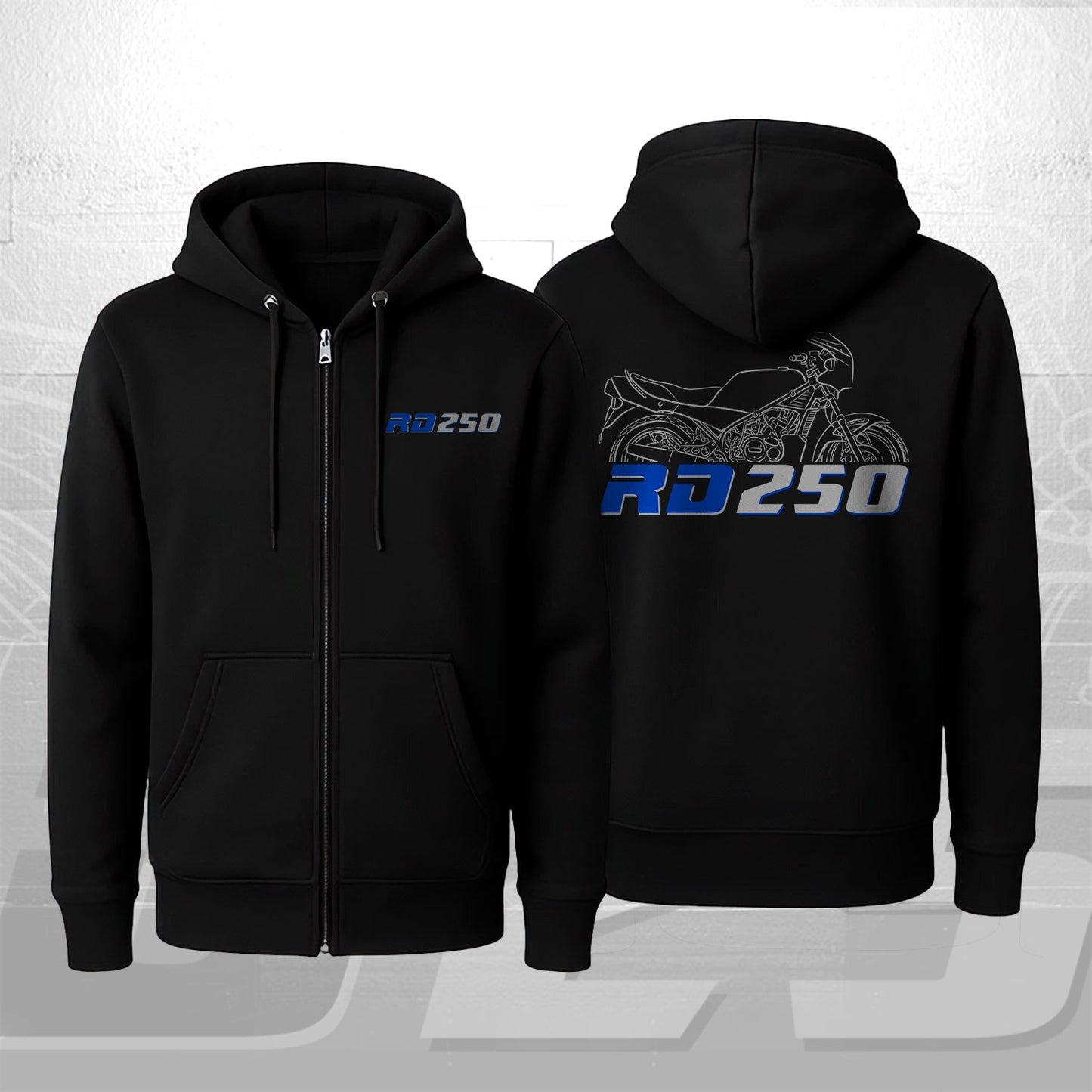 Yamaha RD250 Inspired Zip Hoodie - Zip Up Motorcycle Sweatshirt for Riders