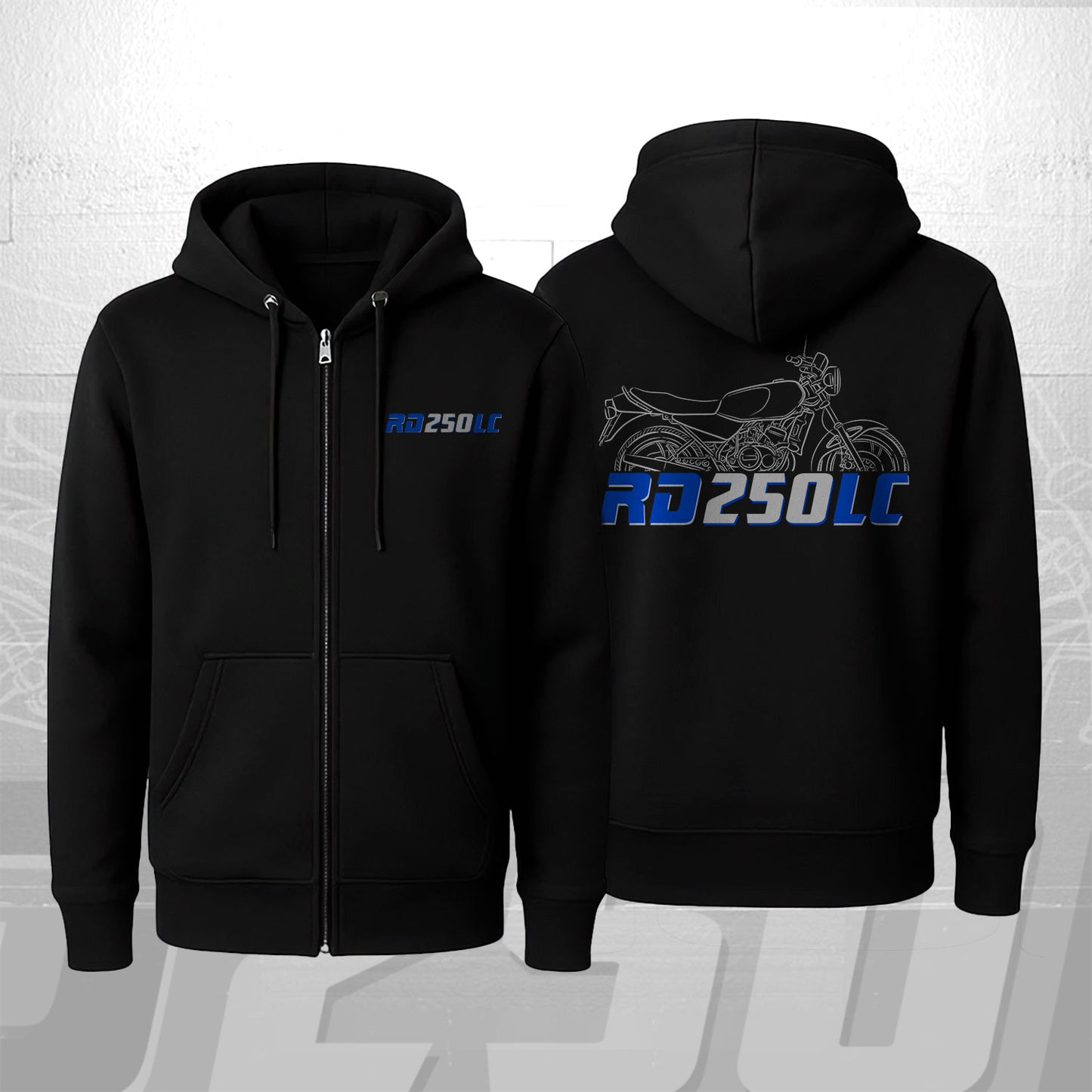 Yamaha RD250 Inspired Zip Hoodie - Zip Up Motorcycle Sweatshirt for Riders