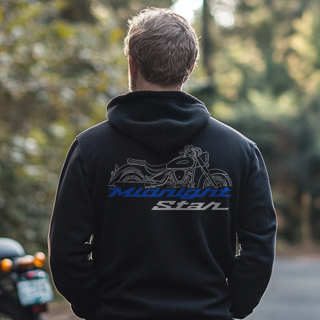 Yamaha Midnight Star (XV1600AS) 2000 - 2003 Inspired Zip Hoodie - Zip Up Motorcycle Sweatshirt for Riders
