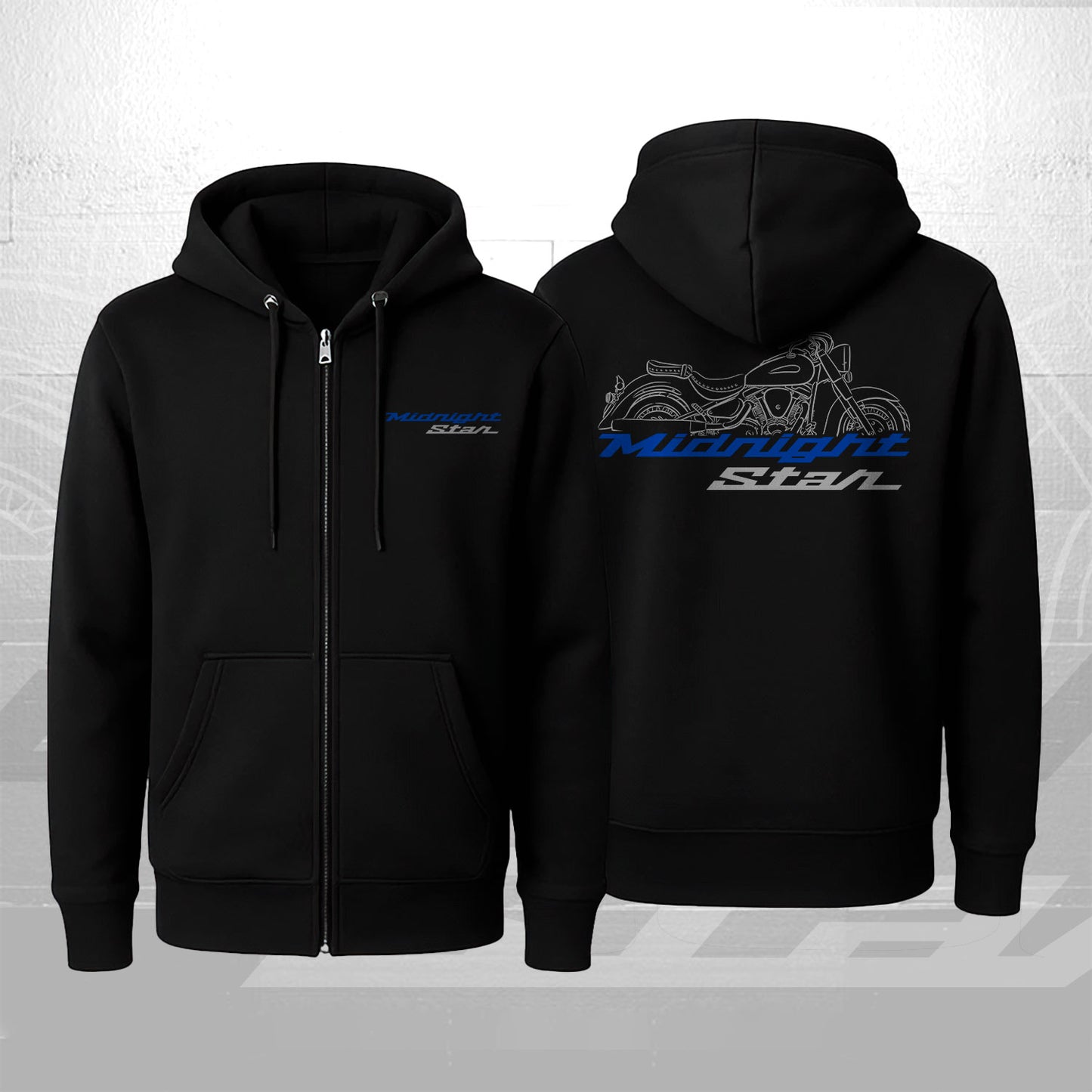 Yamaha Midnight Star (XV1600AS) 2000 - 2003 Inspired Zip Hoodie - Zip Up Motorcycle Sweatshirt for Riders