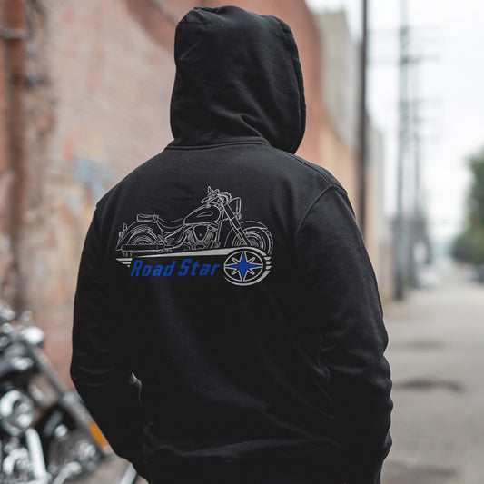 Yamaha Road Star (XV1600A) 1993 - 2003 Inspired Zip Hoodie - Zip Up Motorcycle Sweatshirt for Riders