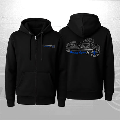 Yamaha Road Star S Inspired Zip Hoodie - Zip Up Motorcycle Sweatshirt for Riders