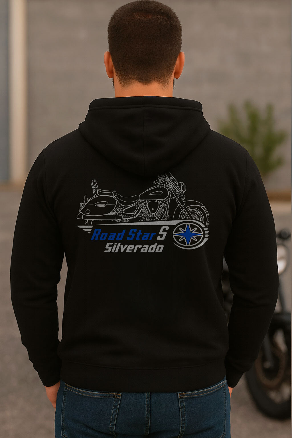 Yamaha Road Star Silverado S 2008 - 2015 Inspired Zip Hoodie - Zip Up Motorcycle Sweatshirt for Riders
