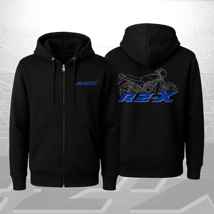 Yamaha RZ-X 1986 - 1991 Inspired Zip Hoodie - Zip Up Motorcycle Sweatshirt for Riders