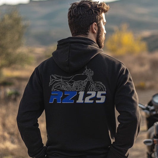 Yamaha RZ125 Inspired Zip Hoodie - Zip Up Motorcycle Sweatshirt for Riders