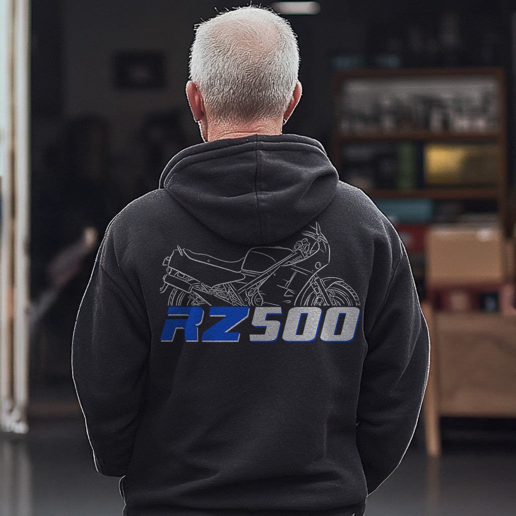 Yamaha RZ350 Inspired Zip Hoodie - Zip Up Motorcycle Sweatshirt for Riders