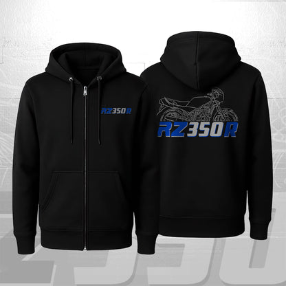 Yamaha RZ350 Inspired Zip Hoodie - Zip Up Motorcycle Sweatshirt for Riders