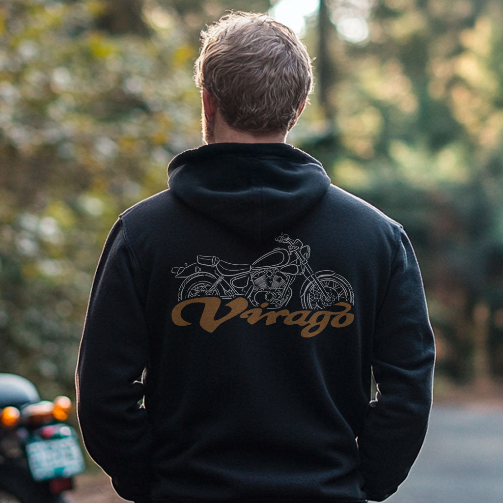 Yamaha XV250 Virago Inspired Zip Hoodie - Zip Up Motorcycle Sweatshirt for Riders