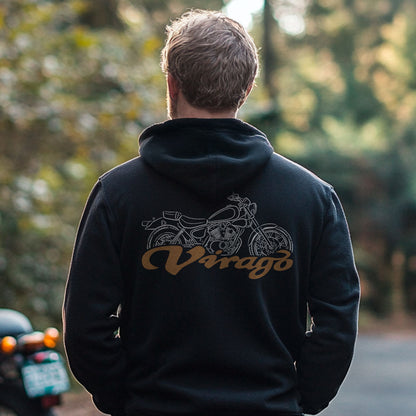 Yamaha XV250 Virago Inspired Zip Hoodie - Zip Up Motorcycle Sweatshirt for Riders
