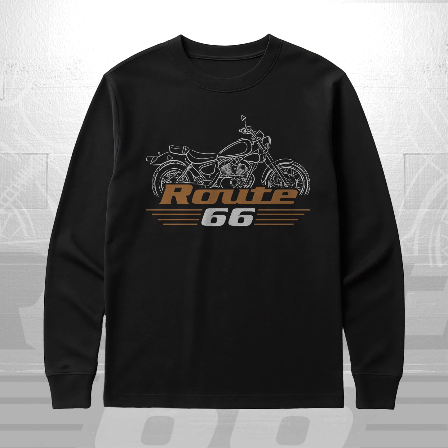 Yamaha XV250 Route 66 Inspired Long Sleeve T-Shirt - Long-Sleeve Motorcycle Tee Shirt for Riders