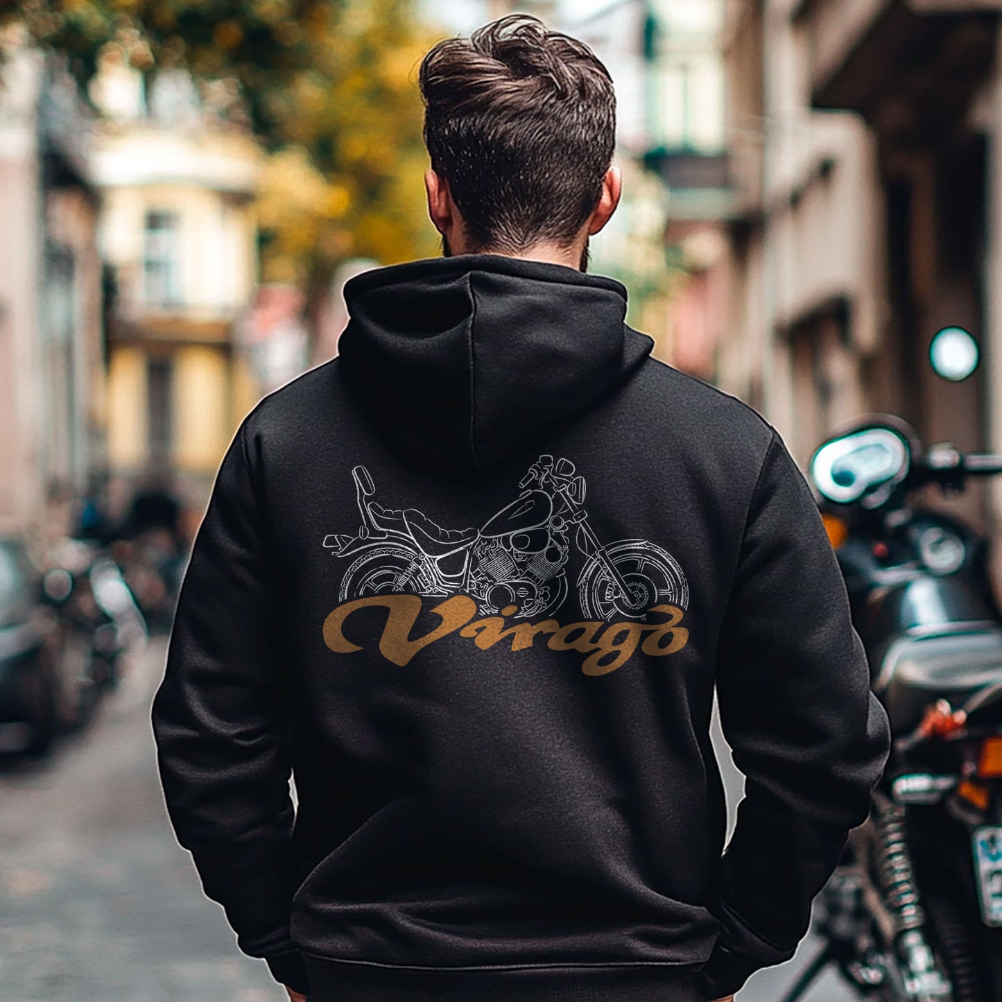 Yamaha XV1100 Virago Inspired Zip Hoodie - Zip Up Motorcycle Sweatshirt for Riders