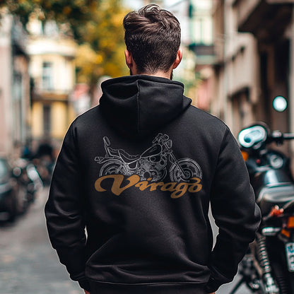 Yamaha XV1100 Virago Inspired Zip Hoodie - Zip Up Motorcycle Sweatshirt for Riders