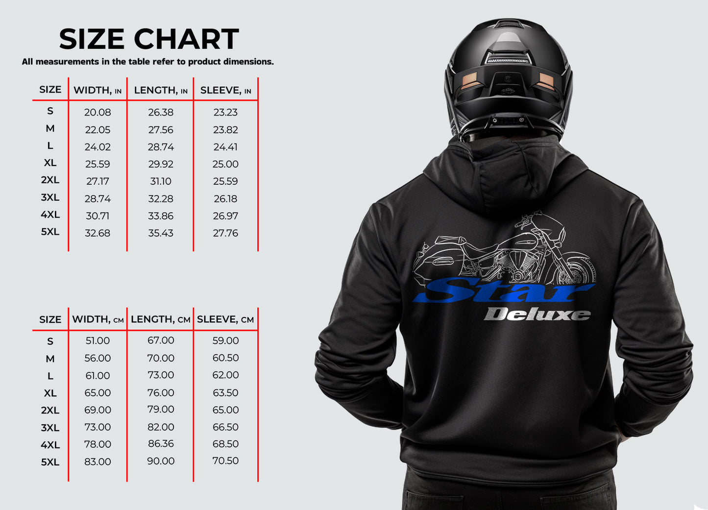 Yamaha XVS1300BG V-Star Deluxe 2013 - 2017 Inspired Hoodie - Motorcycle Sweatshirt for Riders