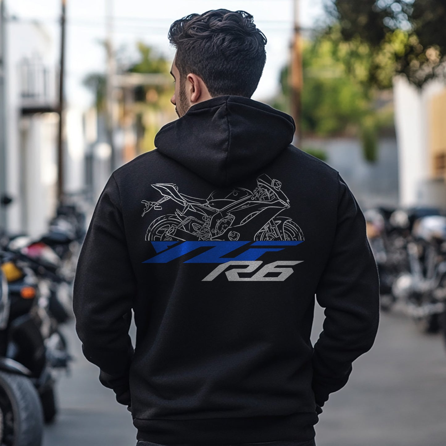 Yamaha YZF-R6 Inspired Zip Hoodie - Zip Up Motorcycle Sweatshirt for Riders