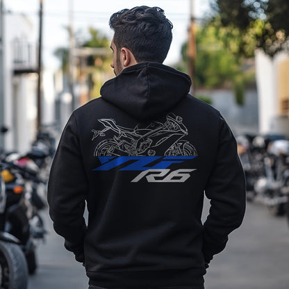 Yamaha YZF-R6 Inspired Zip Hoodie - Zip Up Motorcycle Sweatshirt for Riders