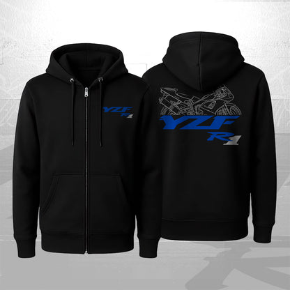 Yamaha YZF-R1 1998 - 2001 Inspired Zip Hoodie - Zip Up Motorcycle Sweatshirt for Riders