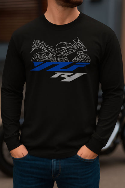 Yamaha YZF-R1 2007-2008 Inspired Long Sleeve T-Shirt - Long-Sleeve Motorcycle Tee Shirt for Riders
