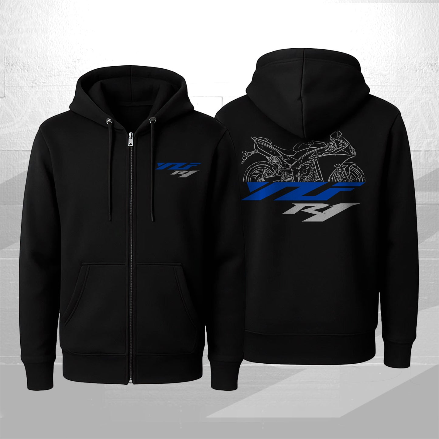 Yamaha YZF-R1 2009 - 2011 Inspired Zip Hoodie - Zip Up Motorcycle Sweatshirt for Riders
