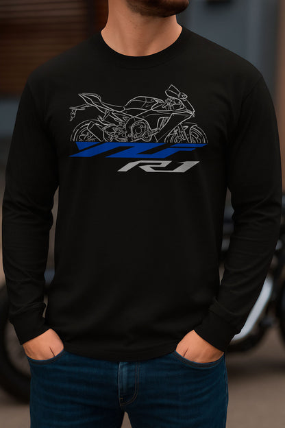 Yamaha YZF-R1 2020-2024 Inspired Long Sleeve T-Shirt - Long-Sleeve Motorcycle Tee Shirt for Riders