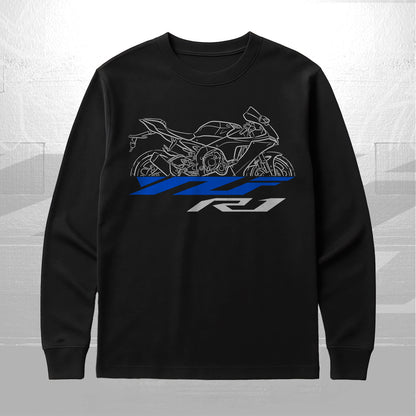 Yamaha YZF-R1 2020-2024 Inspired Long Sleeve T-Shirt - Long-Sleeve Motorcycle Tee Shirt for Riders