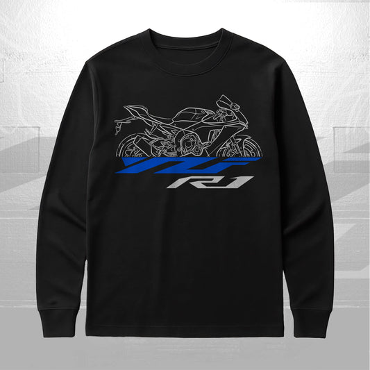 Yamaha YZF-R1 2020-2024 Inspired Long Sleeve T-Shirt - Long-Sleeve Motorcycle Tee Shirt for Riders